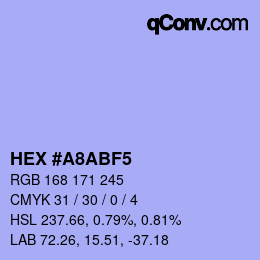 Código de color: HEX #A8ABF5 | qconv.com