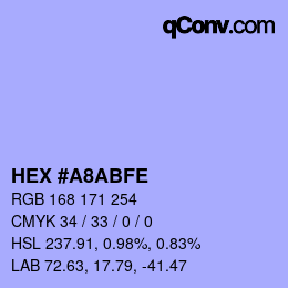Color code: HEX #A8ABFE | qconv.com