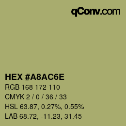 Color code: HEX #A8AC6E | qconv.com