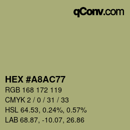 Farbcode: HEX #A8AC77 | qconv.com