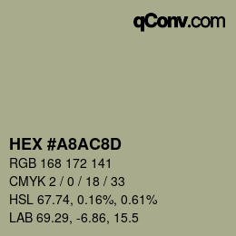 Color code: HEX #A8AC8D | qconv.com