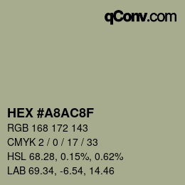 Color code: HEX #A8AC8F | qconv.com