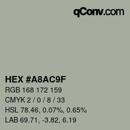 Color code: HEX #A8AC9F | qconv.com