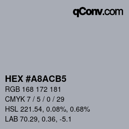 Color code: HEX #A8ACB5 | qconv.com