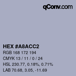 カラーコード: HEX #A8ACC2 | qconv.com