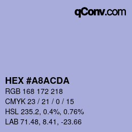 Color code: HEX #A8ACDA | qconv.com