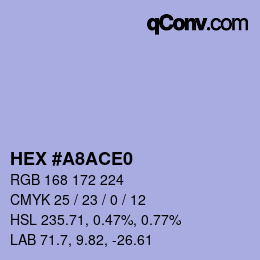 Color code: HEX #A8ACE0 | qconv.com