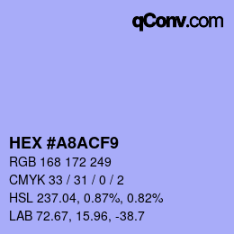 Color code: HEX #A8ACF9 | qconv.com