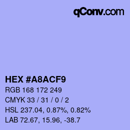 Color code: HEX #A8ACF9 | qconv.com