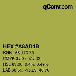 Color code: HEX #A8AD4B | qconv.com