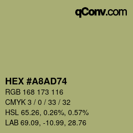 カラーコード: HEX #A8AD74 | qconv.com