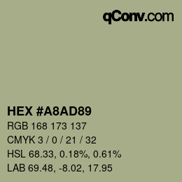 Color code: HEX #A8AD89 | qconv.com