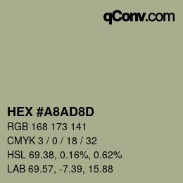 Color code: HEX #A8AD8D | qconv.com