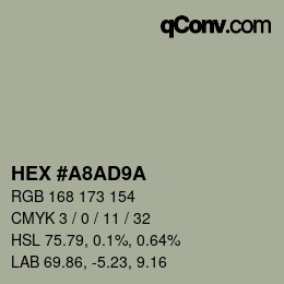 Color code: HEX #A8AD9A | qconv.com