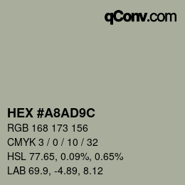 Color code: HEX #A8AD9C | qconv.com