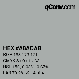 Color code: HEX #A8ADAB | qconv.com