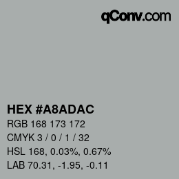 Color code: HEX #A8ADAC | qconv.com