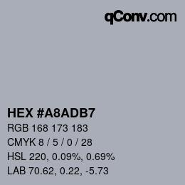 Color code: HEX #A8ADB7 | qconv.com