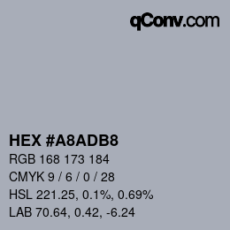 Color code: HEX #A8ADB8 | qconv.com