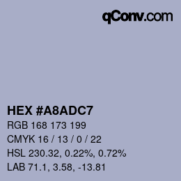 カラーコード: HEX #A8ADC7 | qconv.com