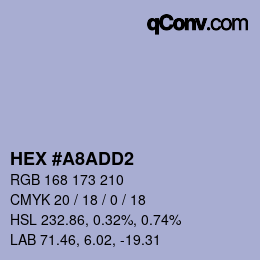 Color code: HEX #A8ADD2 | qconv.com