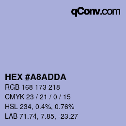 Color code: HEX #A8ADDA | qconv.com