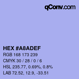Color code: HEX #A8ADEF | qconv.com