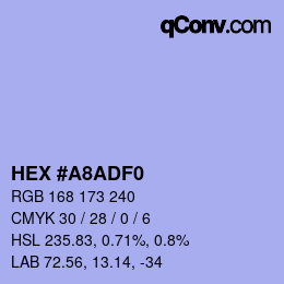 Color code: HEX #A8ADF0 | qconv.com