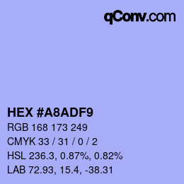 Color code: HEX #A8ADF9 | qconv.com