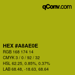 Color code: HEX #A8AE0E | qconv.com