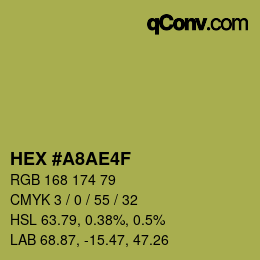 Color code: HEX #A8AE4F | qconv.com
