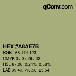 カラーコード: HEX #A8AE7B | qconv.com