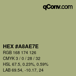 Farbcode: HEX #A8AE7E | qconv.com