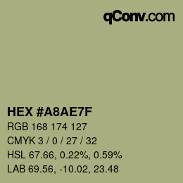 Color code: HEX #A8AE7F | qconv.com