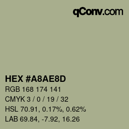 Farbcode: HEX #A8AE8D | qconv.com