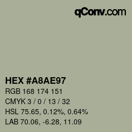 Color code: HEX #A8AE97 | qconv.com