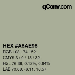 Color code: HEX #A8AE98 | qconv.com