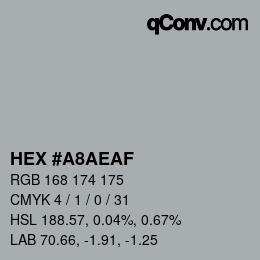 Color code: HEX #A8AEAF | qconv.com