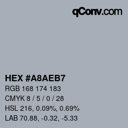 カラーコード: HEX #A8AEB7 | qconv.com