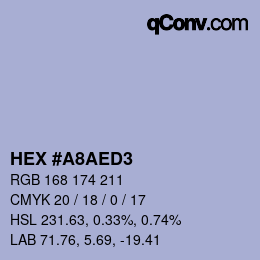 Color code: HEX #A8AED3 | qconv.com