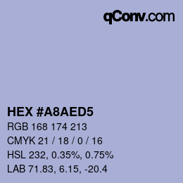 Color code: HEX #A8AED5 | qconv.com