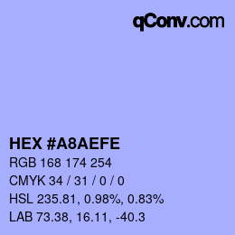 Color code: HEX #A8AEFE | qconv.com