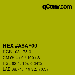 Color code: HEX #A8AF00 | qconv.com