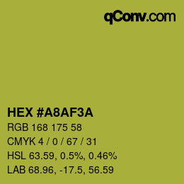 Color code: HEX #A8AF3A | qconv.com