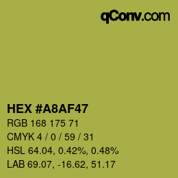 カラーコード: HEX #A8AF47 | qconv.com
