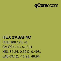 Color code: HEX #A8AF4C | qconv.com