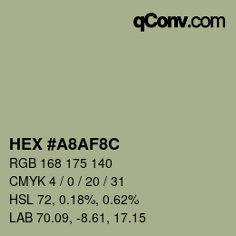 カラーコード: HEX #A8AF8C | qconv.com
