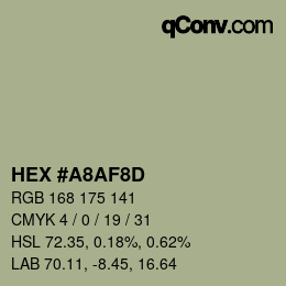 カラーコード: HEX #A8AF8D | qconv.com