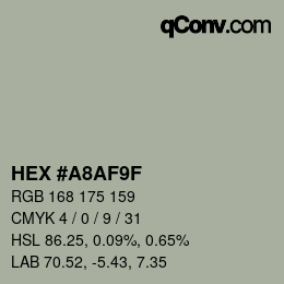 颜色代码: HEX #A8AF9F | qconv.com