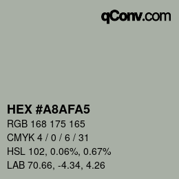 Color code: HEX #A8AFA5 | qconv.com